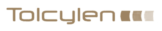 Tolcylen brand logo with brown square accents