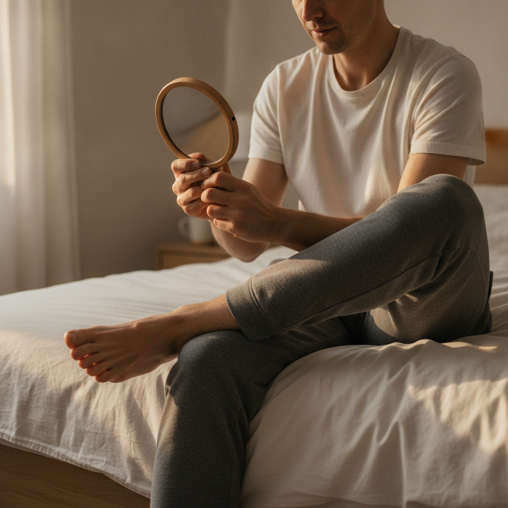 Podiatrist examining a patient's foot for diabetic complications